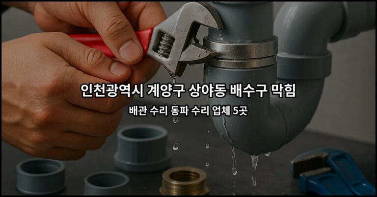 인천광역시 계양구 상야동 배수구 막힘 배관 수리 동파 수리 업체 5곳