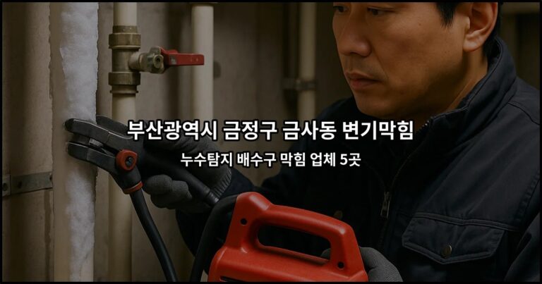 부산광역시 금정구 금사동 변기막힘 누수탐지 배수구 막힘 업체 5곳