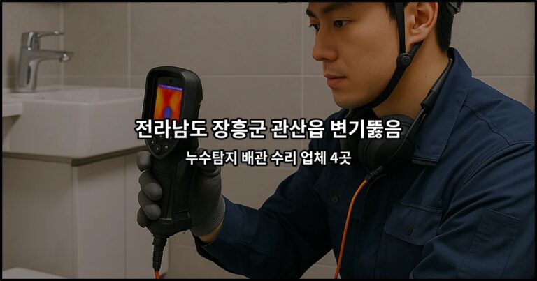 전라남도 장흥군 관산읍 변기뚫음 누수탐지 배관 수리 업체 4곳