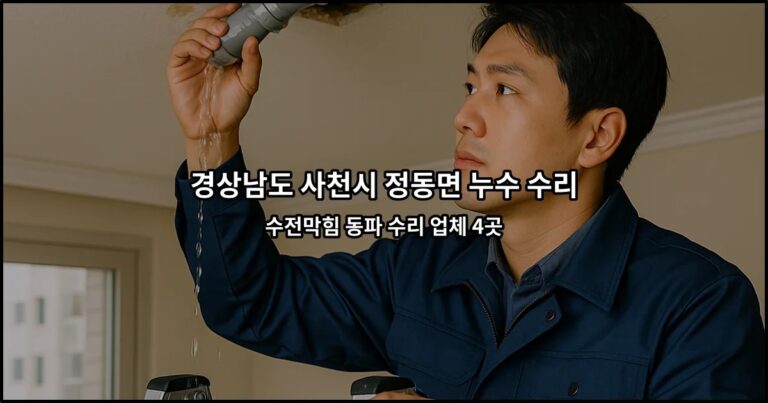 경상남도 사천시 정동면 누수 수리 수전막힘 동파 수리 업체 4곳
