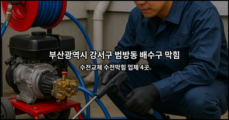 부산광역시 강서구 범방동 배수구 막힘 수전교체 수전막힘 업체 4곳
