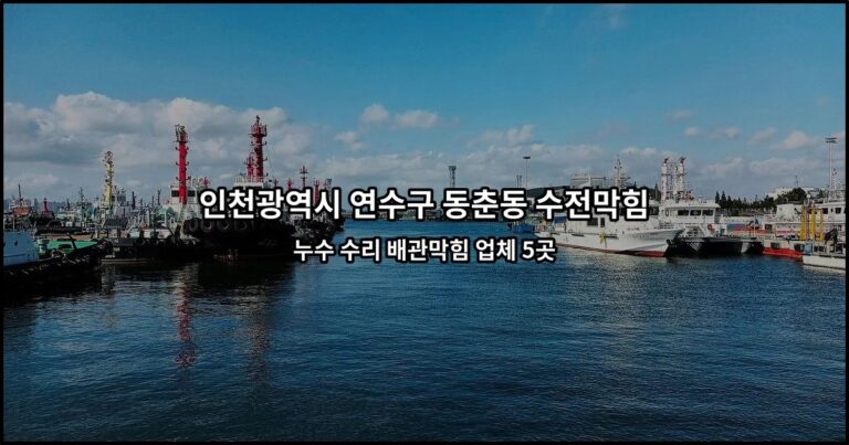 인천광역시 연수구 동춘동 수전막힘 누수 수리 배관막힘 업체 5곳